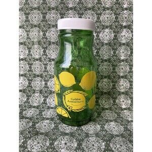Vintage Lemon Juice Jar Carafe Anchor Hocking Green Lemonade Glass Pitcher Lid